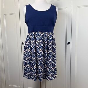 Torrid Navy and Multicolor Chevron Mixed-Media Midi Dress